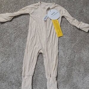 Little Sleepies Heather Oatmeal Ribbed Zippy